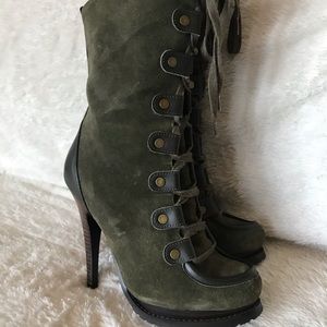 Charles David Army Green Suede Bootie